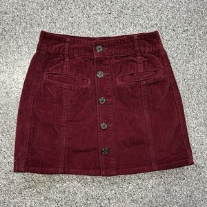 American Eagle Skirt Womens Size 0 25 High Rise A Line Corduroy Mini Burgundy